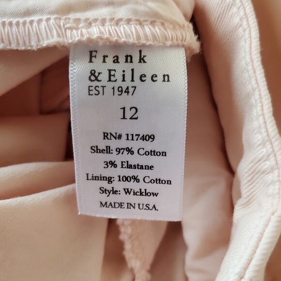 Frank & Eileen Wicklow Italian Chino Straight Pant Mid Rise Vintage Rose Size 12 - Picture 8 of 9